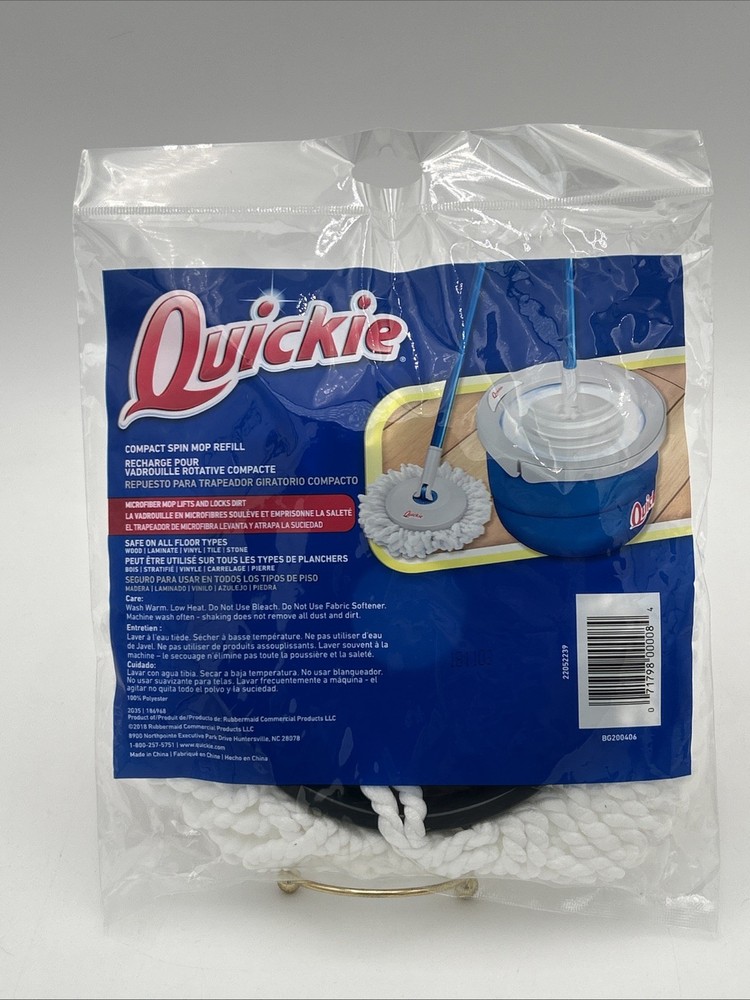 Quickie Water Compact Spin Mop Refill Floor Cleaning System Microfiber Clean