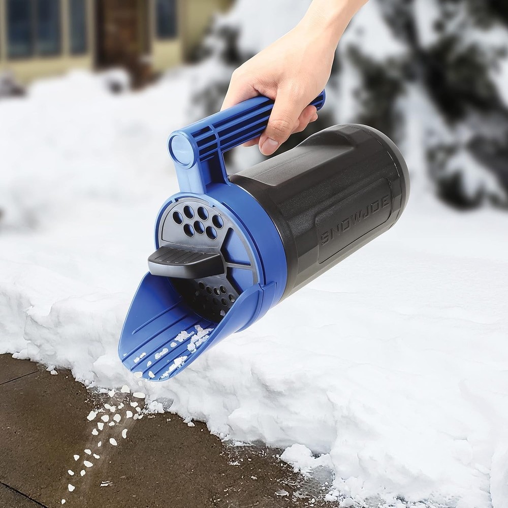Adjustable Dial Handheld Spreader for Ice Melt & Grass Seed - 5 lbs, Blue/Black