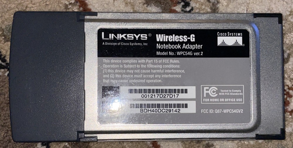 Linksys WPC54G Wireless-G Notebook Adapter