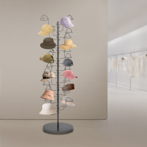 Freestanding Hat Rack Stand, Rolling Hats Display Rack, Hat Display Stand Black