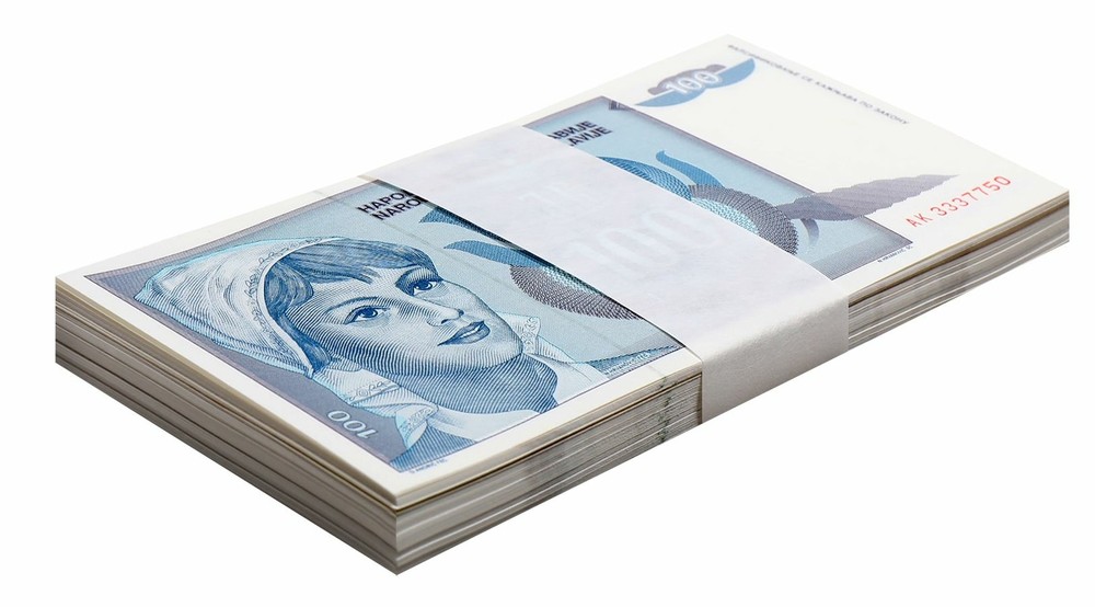 Yugoslavia 100 Dinara, 1992, P-112, UNC X 100 PCS Bundle Pack