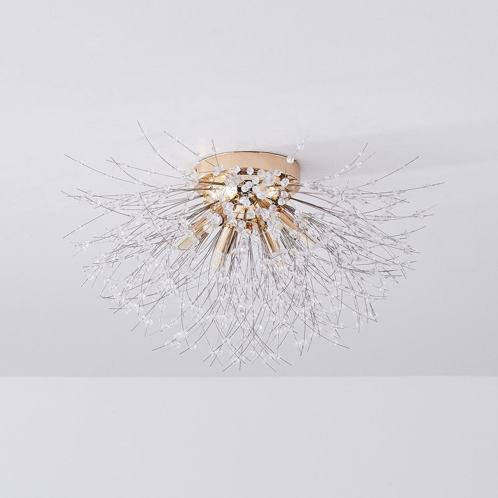 Pendant Light Led Chandelier Flush Mount Dandelion Crystal Ceiling Lamp