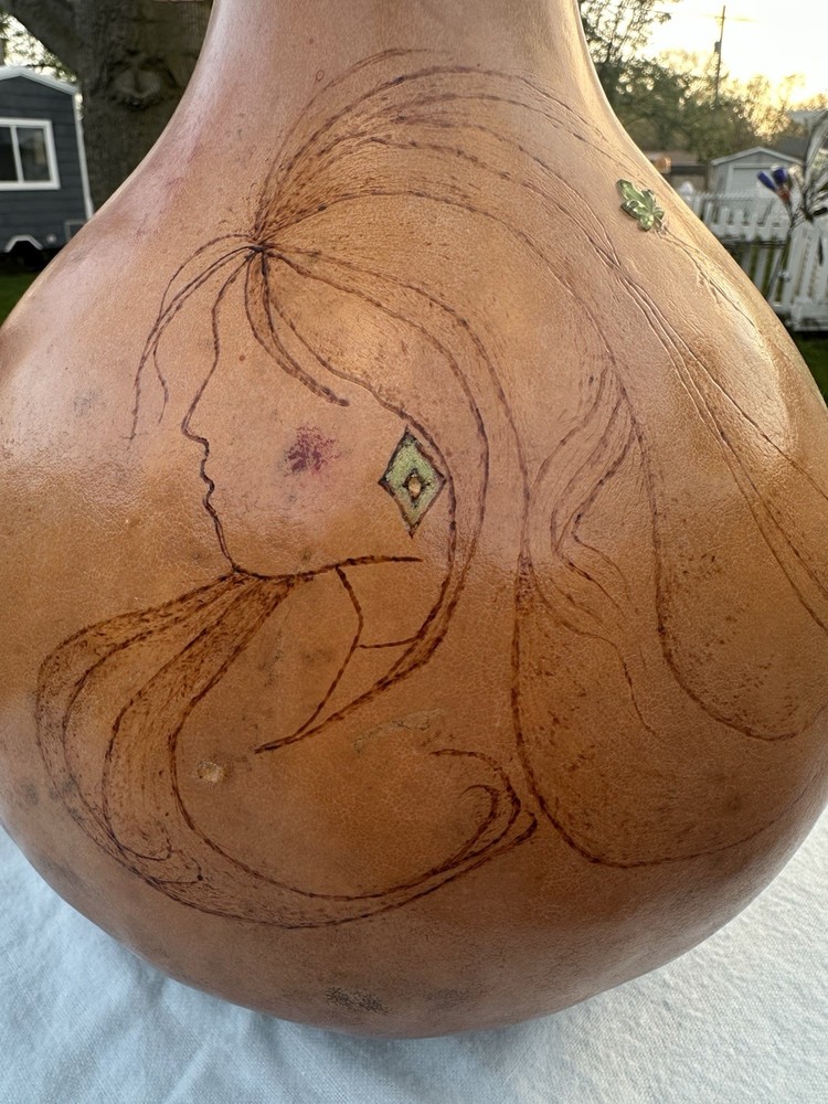 Beautiful Hand Carved Gourd 10”