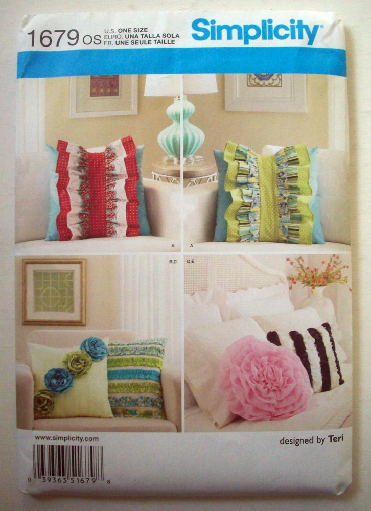 Ruffled Huge flower decorative  pillows  5 designs  unused Pattern 1679