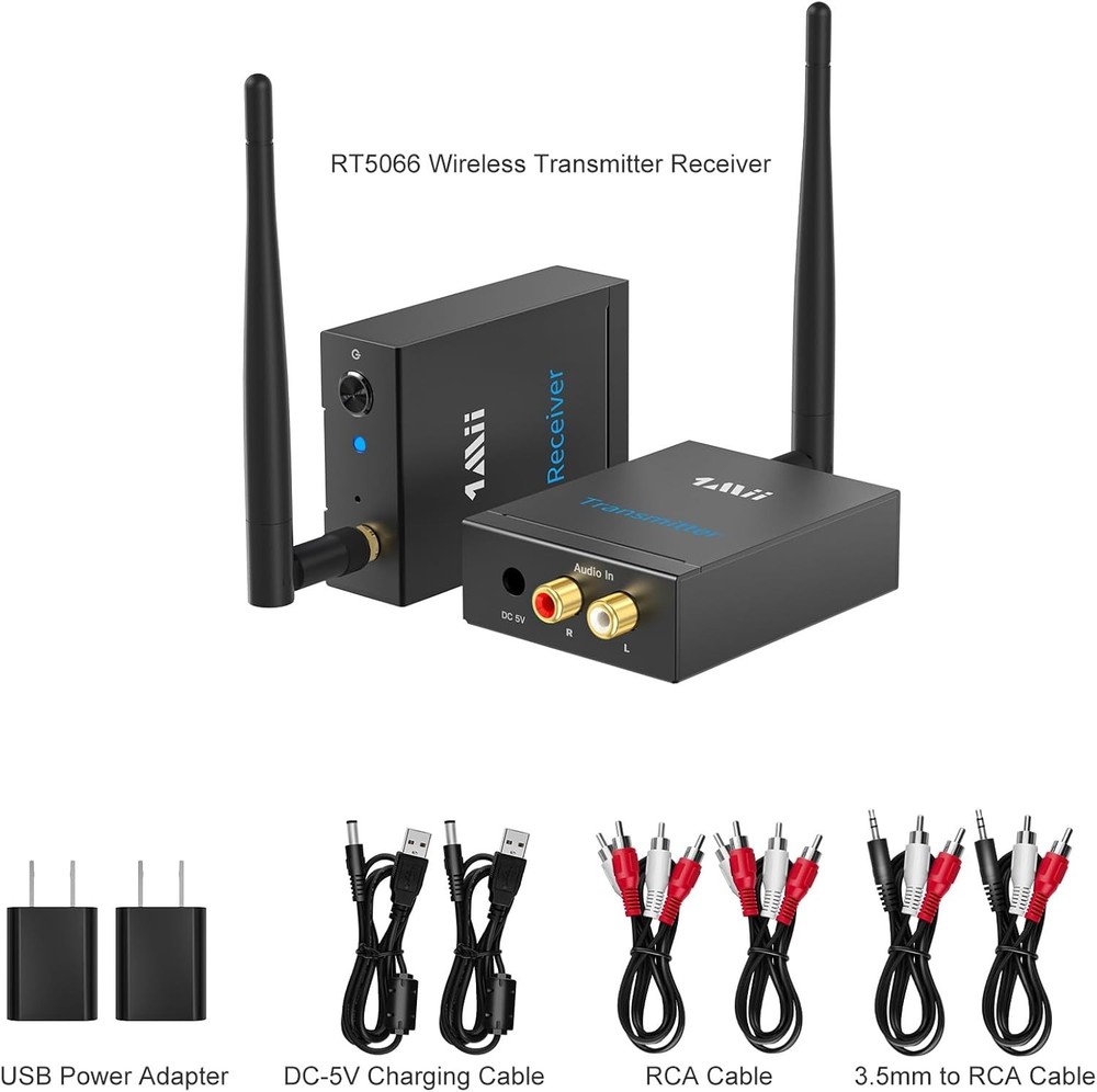 Wireless Audio Transmitter Receiver RCA AUX Long Range 320ft HiFi Audio Kit