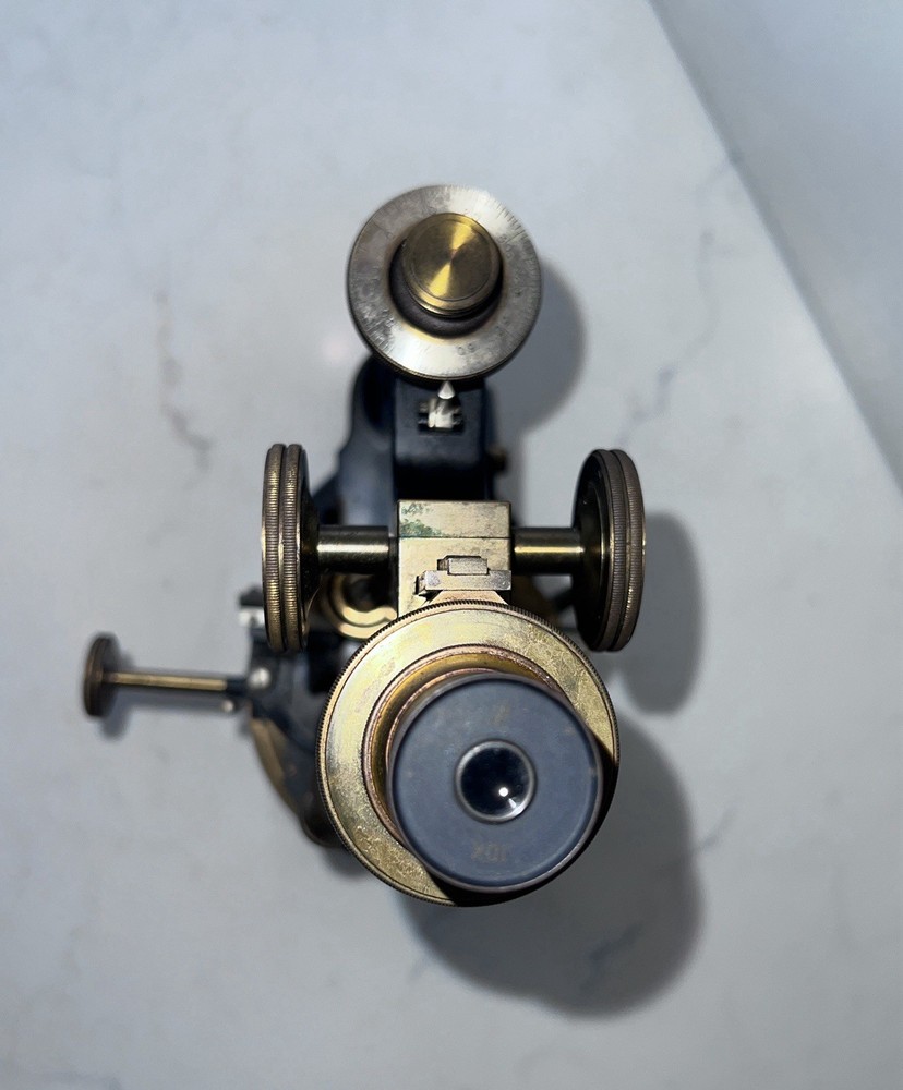 Antique Brass Bausch & Lomb Optical Jug Handle Brass Microscope