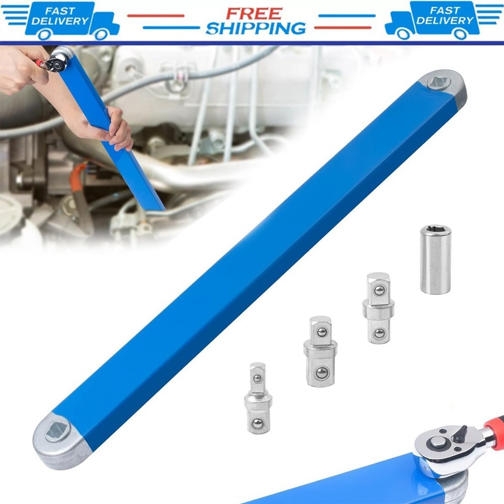 2 Pack Offset Extension Wrench Set Ratchet Spanner Wrench with Extender Adapter