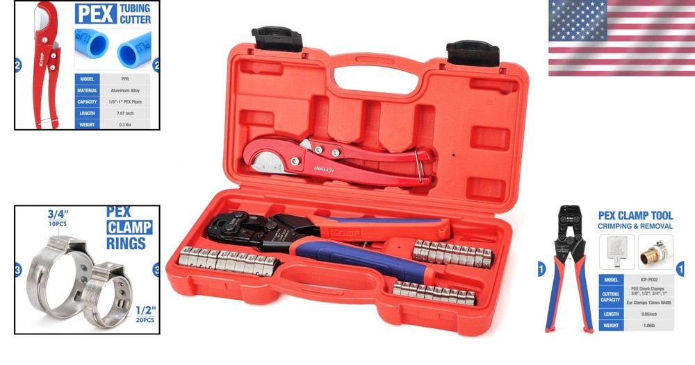 Professional PEX Clamp Crimping & Cutting Kit