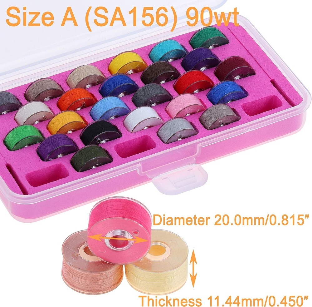 28 Assorted Color Prewound Bobbin Threads - 60S/2 Soft Feel Polyester