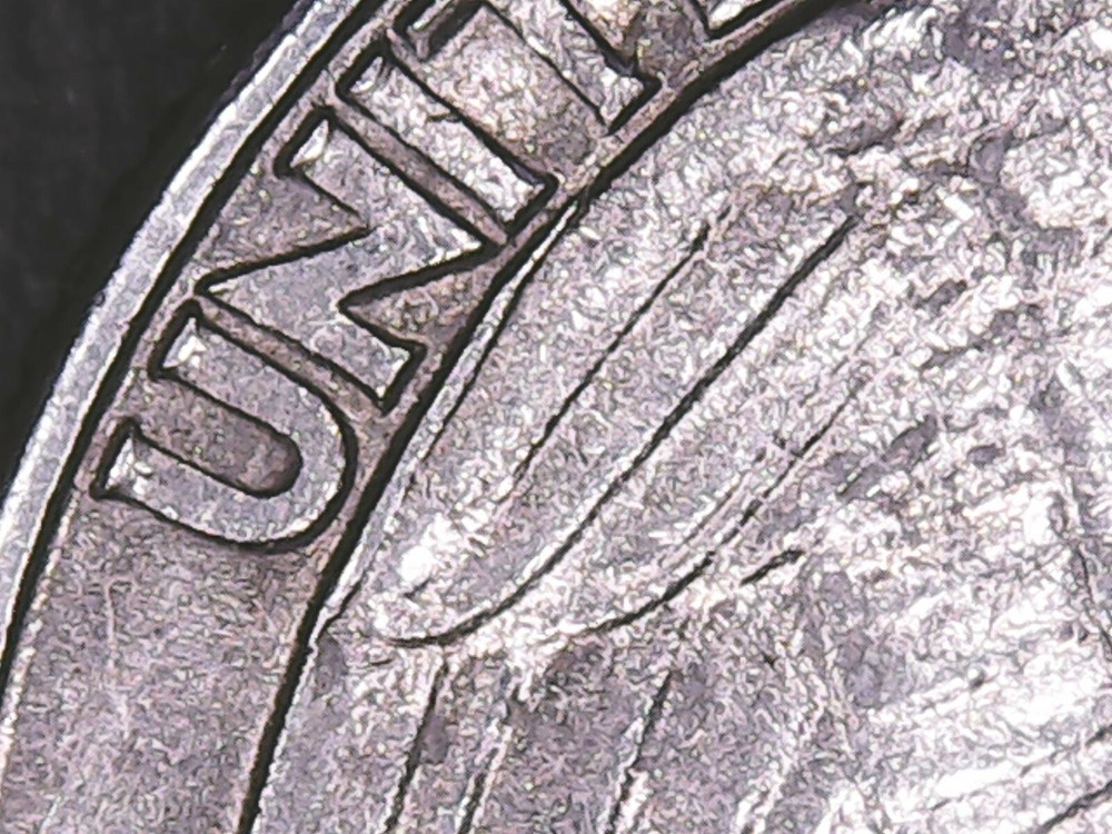1990 P 25C Washington Quarter with Die Chip.