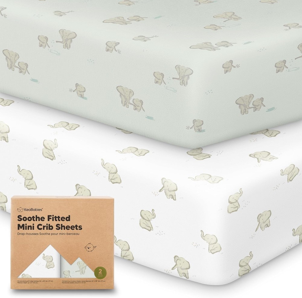 2-Pack Mini Crib Sheets Fitted 38x26 Pack N Play Sheets Pack & Play Mattress