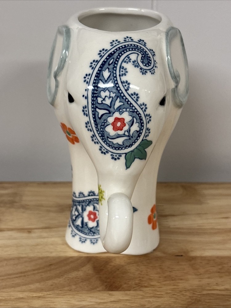 Elephant Planter Hand Painted Good Luck 7”