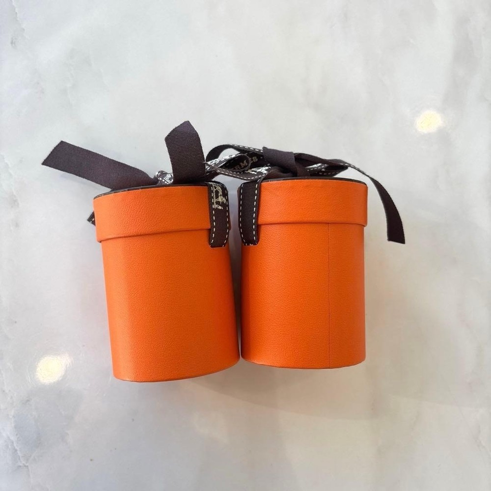 HERMES Twilly Empty Box 2 Set Gift Present Box With Ribbon Orange Used