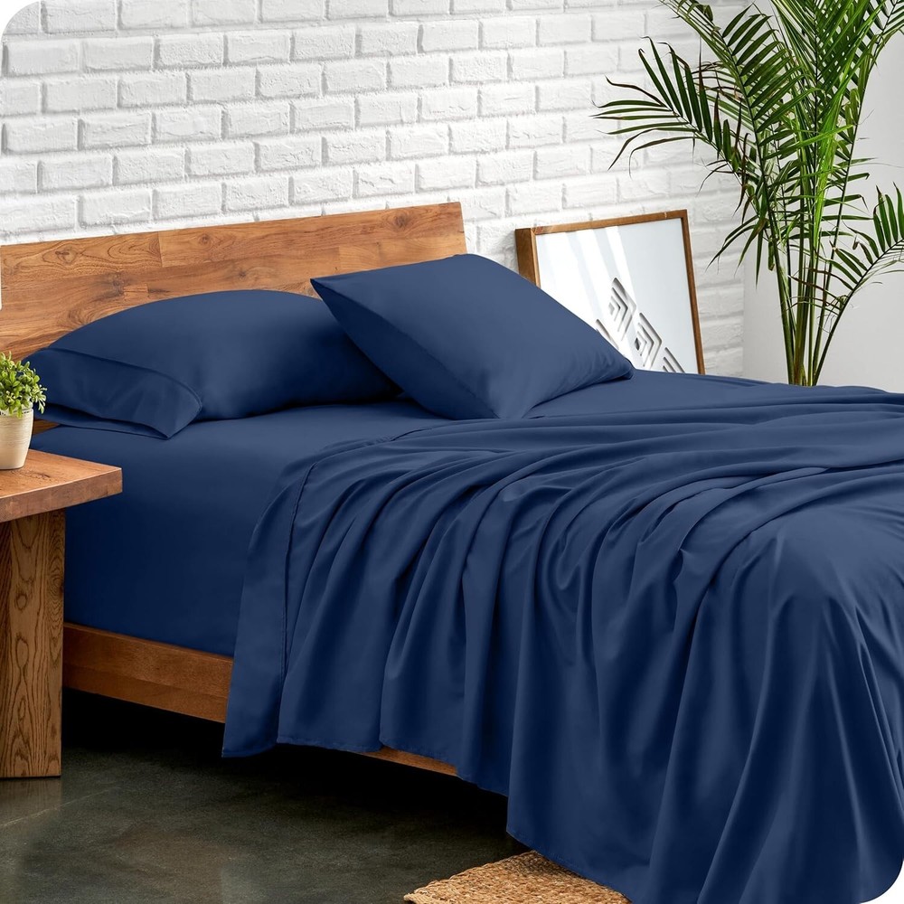 Ultra-Soft Dark Blue Full Sheet Set - Deep Pocket & All-around Elastic Bedding