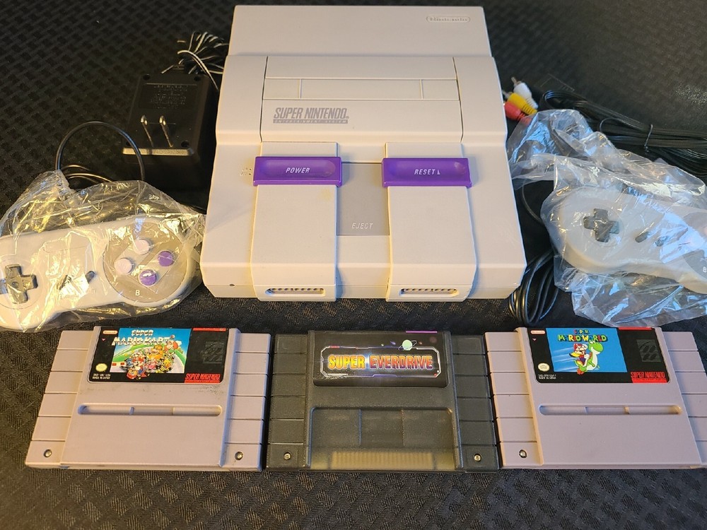 Super Nintendo SNES System Console With 1-2 Controllers, AC & A/V Cords