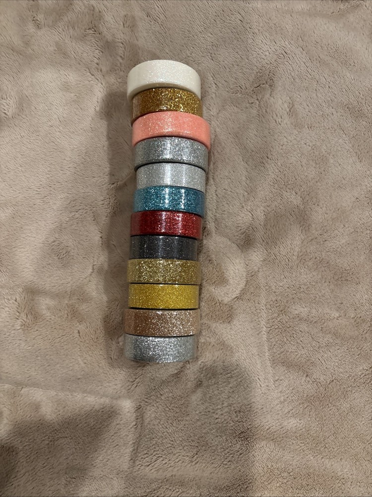 NEW 12 Rolls Glitter Tape Assorted Colors 1mm