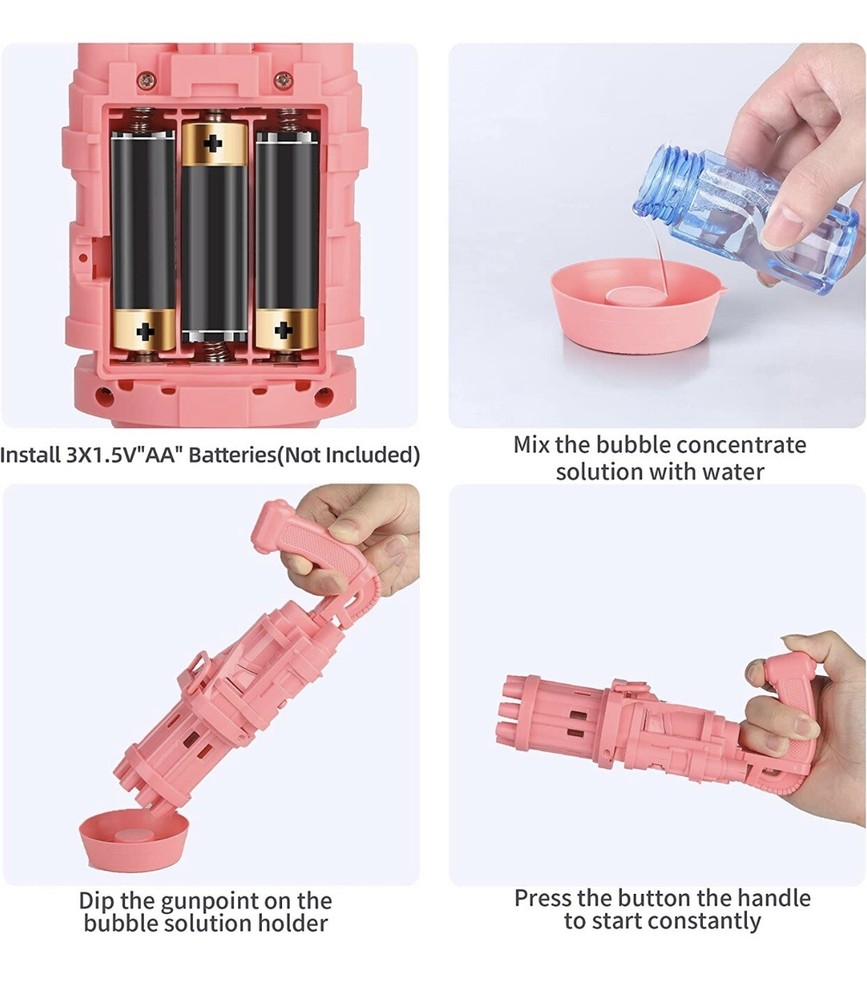 Bubble Machine Automatic Bubble Maker Novalty Bubble Blower Toy for Kids Pink