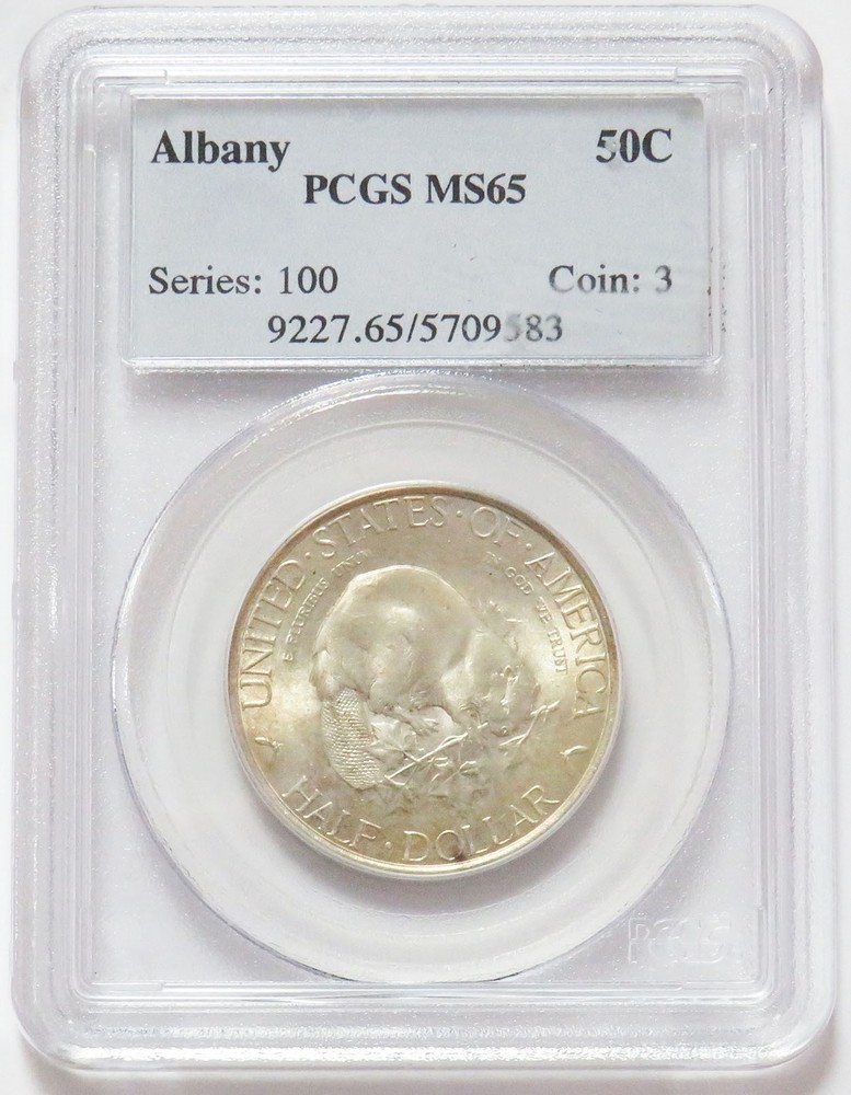 1936 ALBANY SILVER 50c COMMEMORATIVE PCGS MINT STATE 65