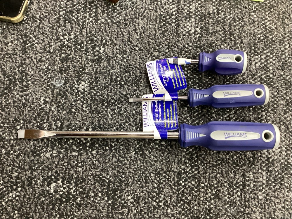 Williams By Snap On Flat Blade Slotted Screwdriver Set 3 Pieces
