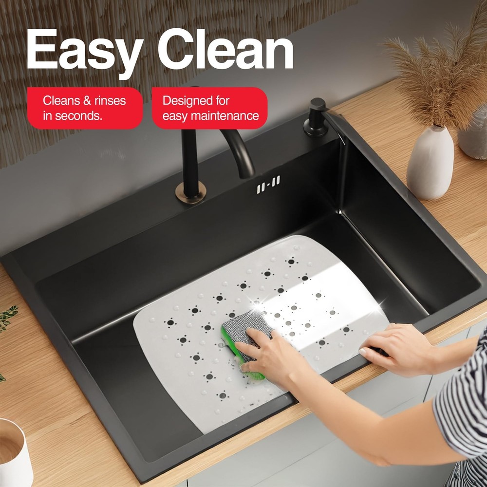 Kitchen PVC Sink Mat, White (11" x 13")