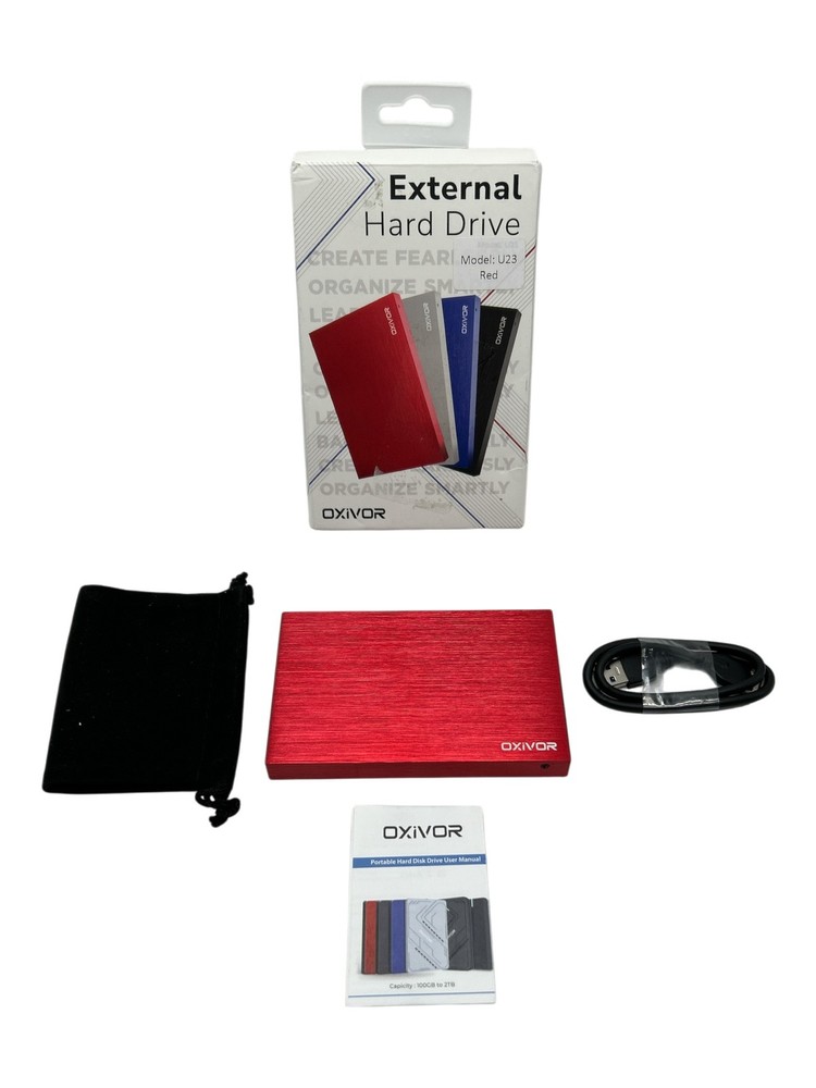 OXIVOR 1TB Portable USB 3.0 HDD Red