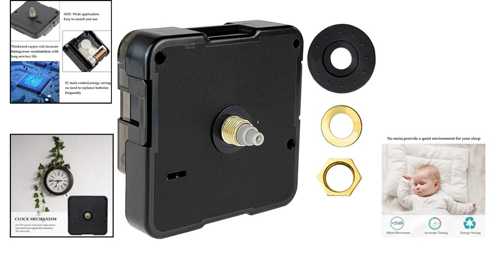 Quartz Clock Movement Replacement - Silent Operation with 12mm Shaft