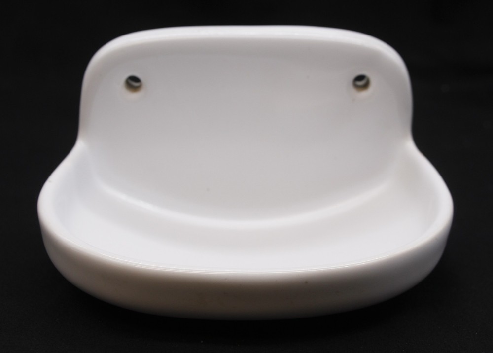 Vintage European White Ceramic Curved Soap Dish