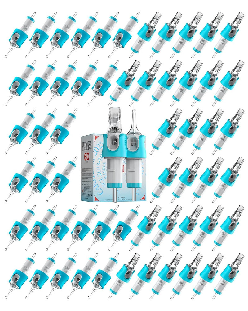 60PCS Tattoo Cartridge Needle Assorted Mixed Size Bugpin round Liner Disposable