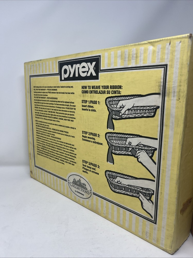 Vintage Pyrex Corning Collection 3 Qt Casserole Rectangular Wicker Weave Basket