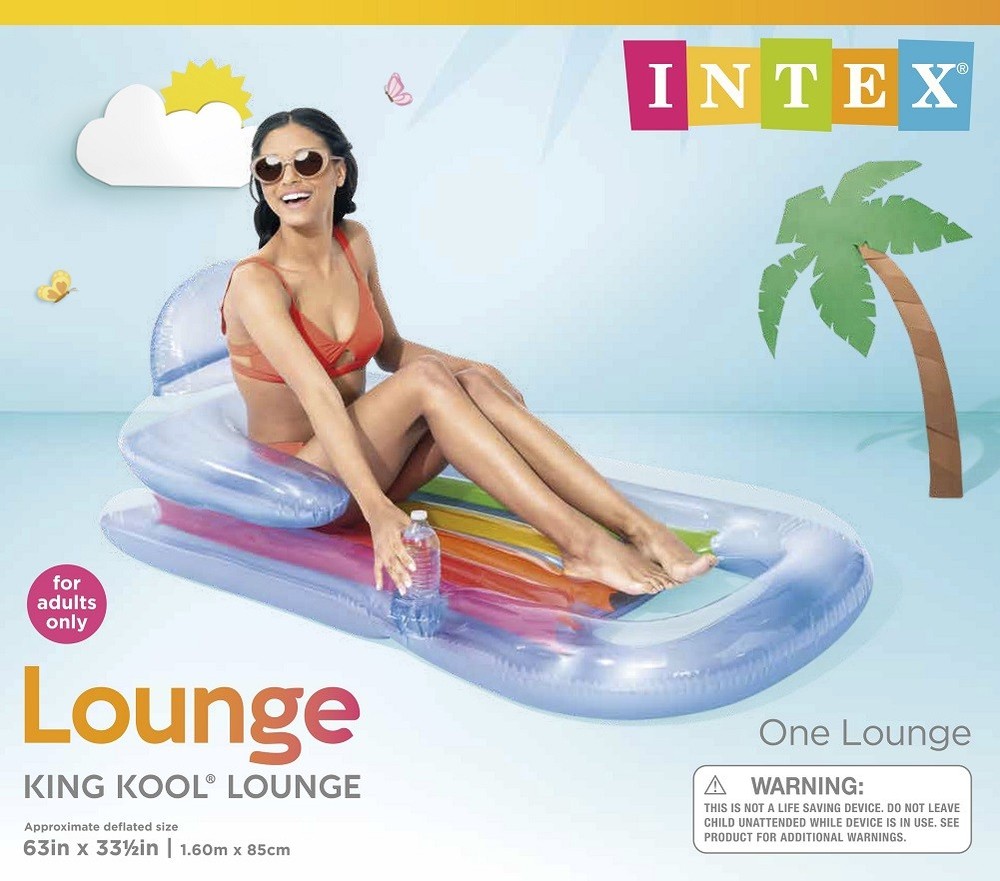 Intex 58802EP Inflatable King Kool Swimming Pool Lounge Raft Blue 2Pack