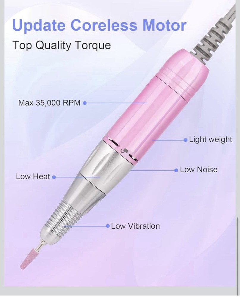 Electric Nail Drill Professional: Rechargeable Nail File with Bits