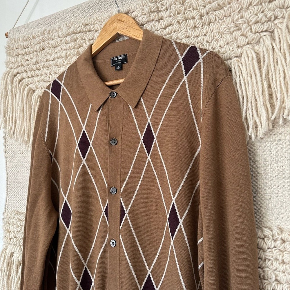 Todd Snyder Argyle Full Placket Sweater sz large