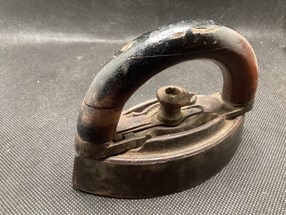Antique Small Wooden Handle Garment Sad Iron