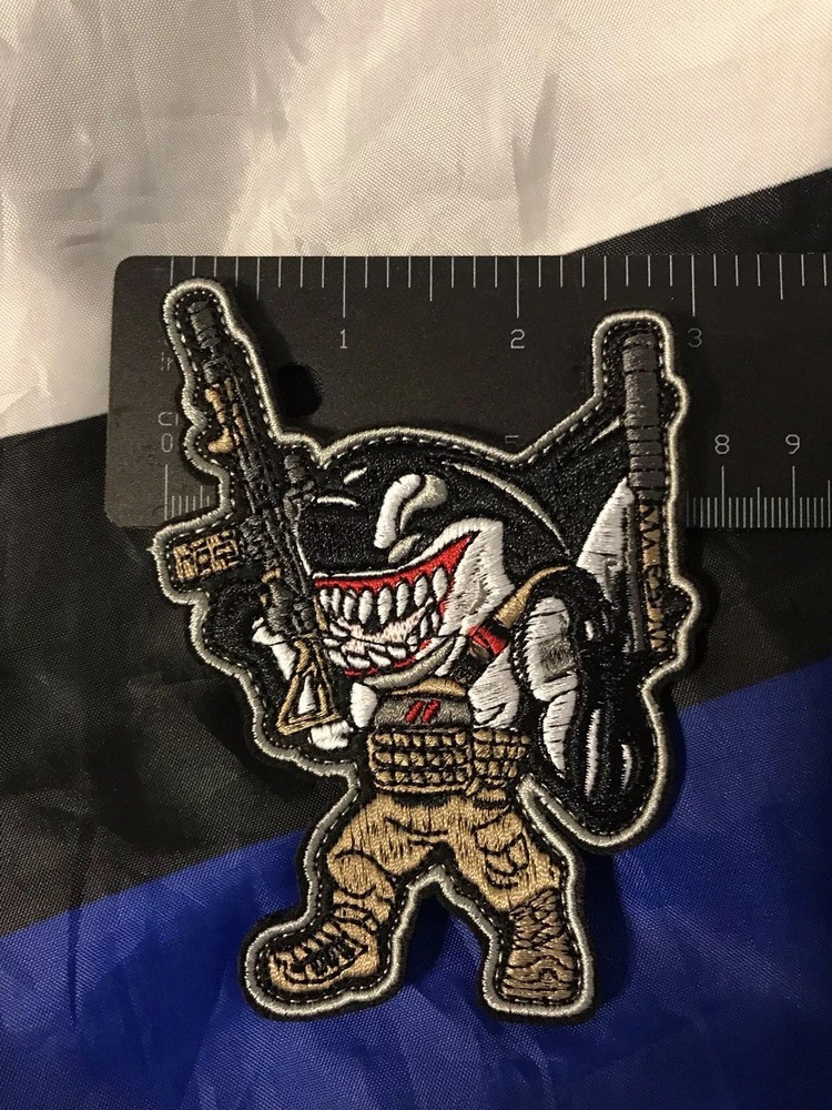 Tactical KILLER SHARK Military ARMY SWAT Embroider Hook/Loop Patch