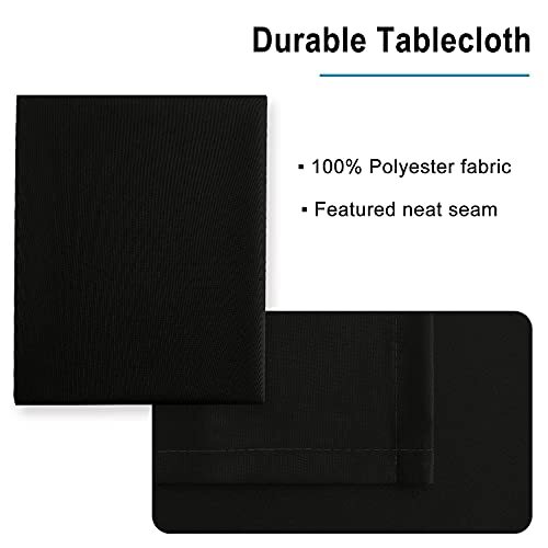Black Square Tablecloth - Waterproof and Spillproof Washable Fabric Table Clo...