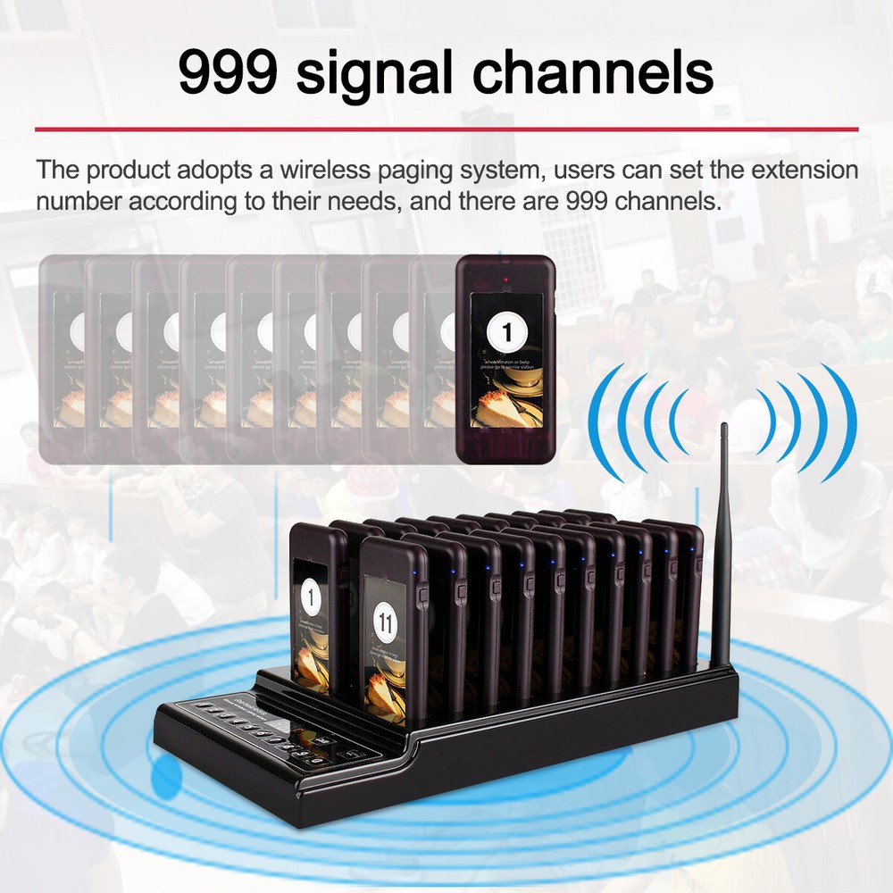 T112 Restaurant 20 Coaster Pagers Wireless Paging Queuing Calling System Hotel