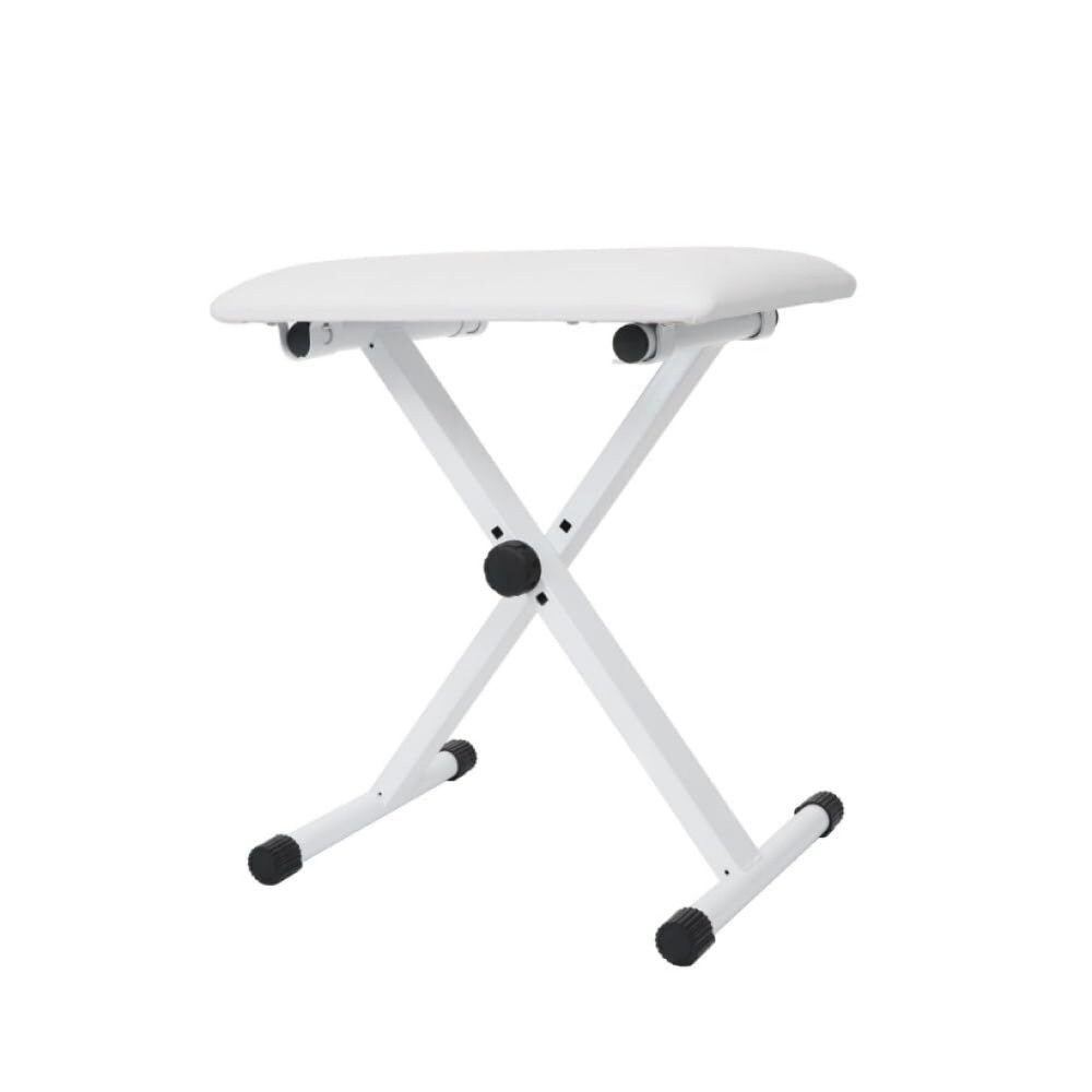 Keyboard Bench Cushion Padded Piano Bench X-Type Adjustable Stool Seat White