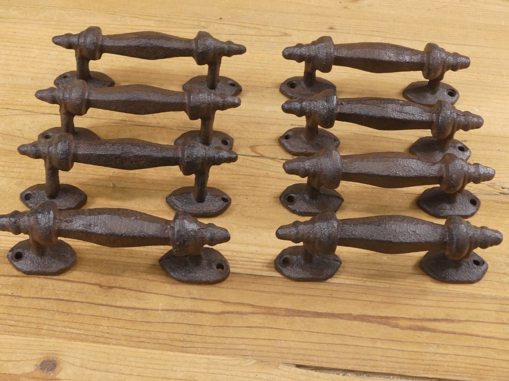 8 HANDLES RUSTIC CAST IRON ANTIQUE STYLE BARN GATE PULLS DRAWER DOOR SHED FENCE