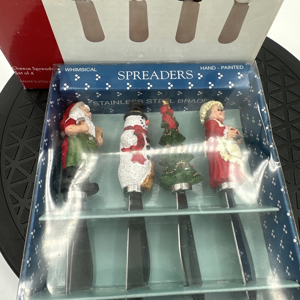 2 Sets Christmas Themed Cheese, Jam Spreaders Handpainted