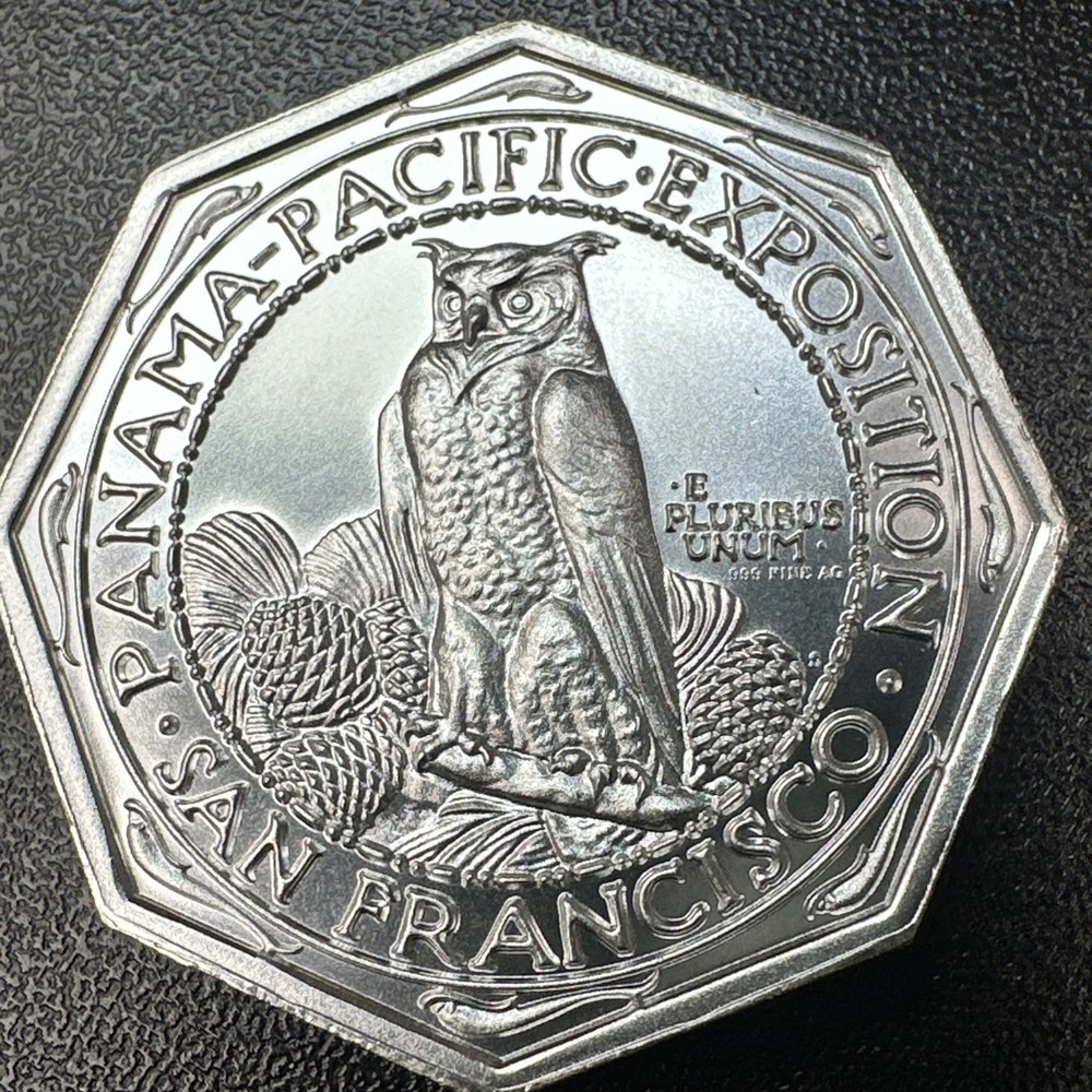 2 Ozt Panama - Pacific 999 Silver High Relief Octagonal [0975]