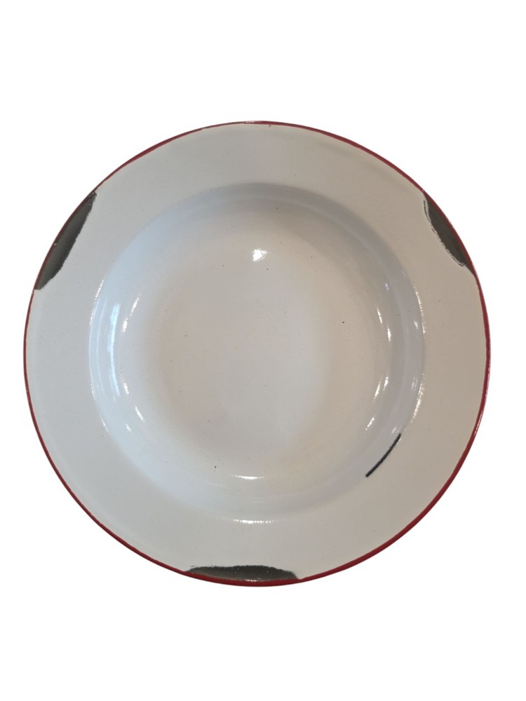 4 Pcs Reproduction Distressed Enamelware. 8" Deep Plates, Camping.