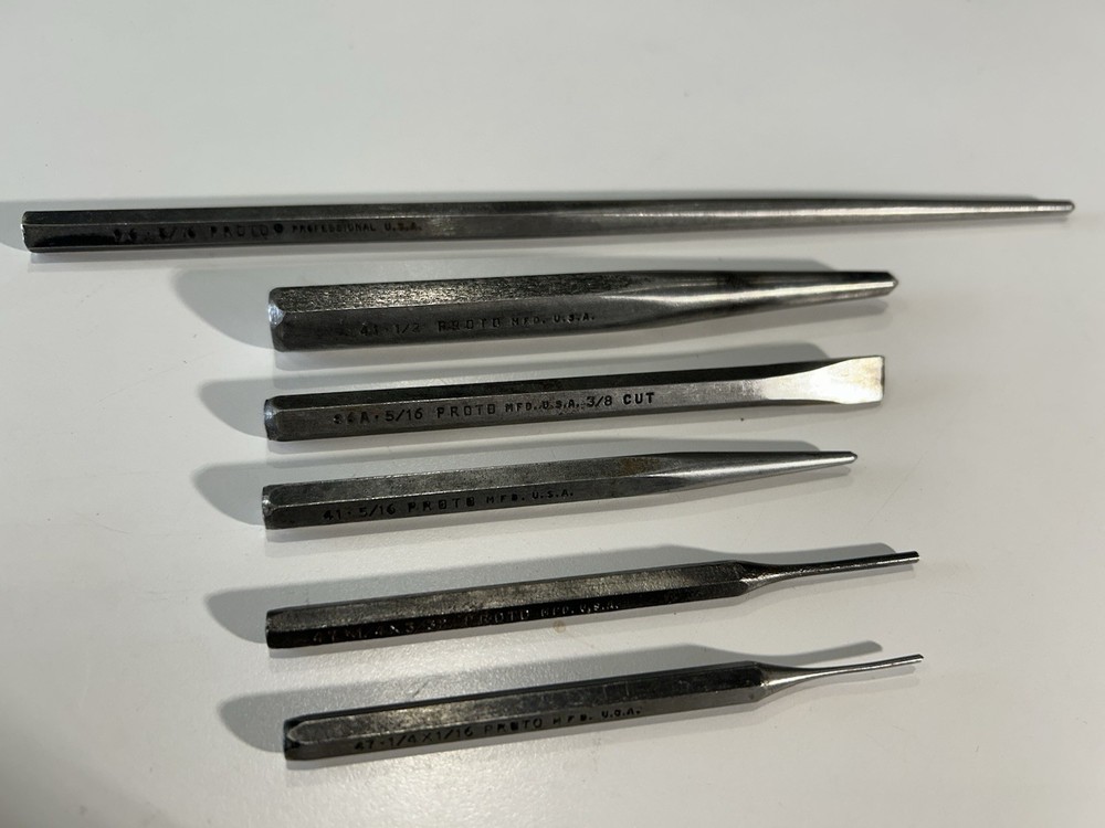 6 Used PROTO Punch And Chisel Tools USA