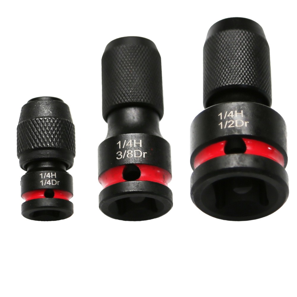 TMAX 1-3pc 1/4"-1/2" Drive to 1/4" CR-MO Impact Hex Socket Adapter