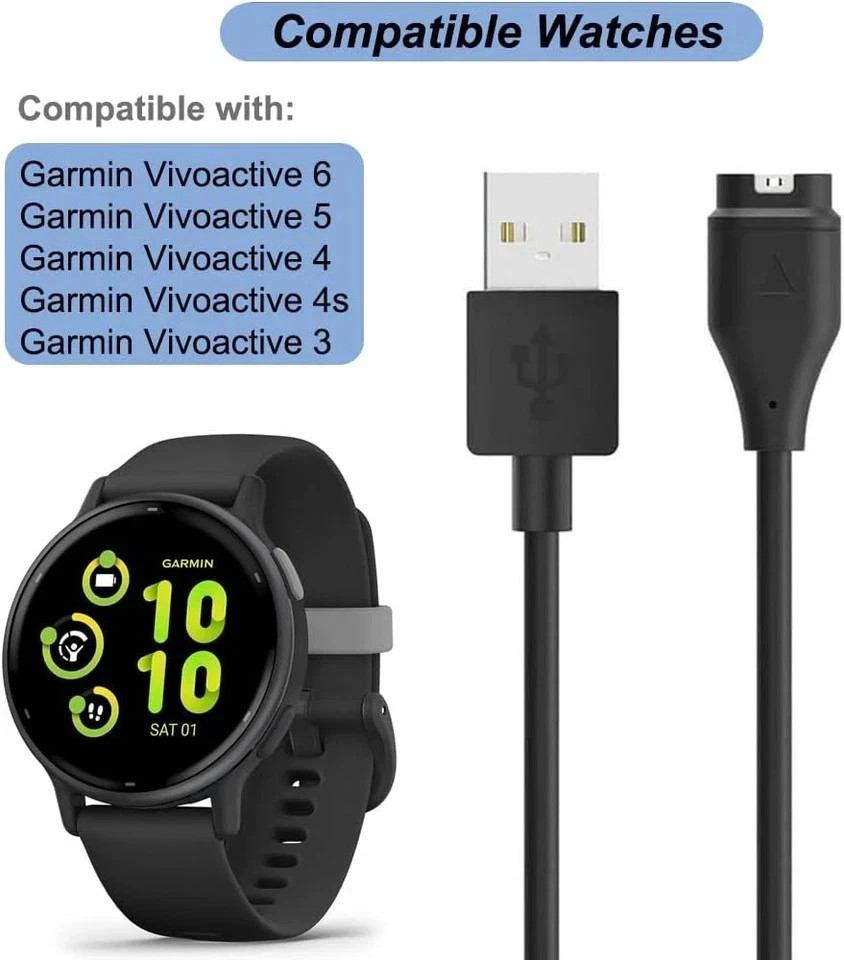 Charger for Garmin Vivoactive 6/5/4/4S/3, Replacement USB Charging Cable with Bl