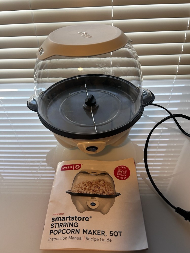 DASH Stirring Popcorn Maker SmartStore 20 Cup 700W Flip Bowl Ceramic Open Box