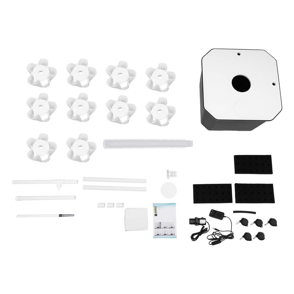 12-24V 10 Tiers PP& Plastic Mobile Vertical Hydroponics Growing Kit 50-Hole