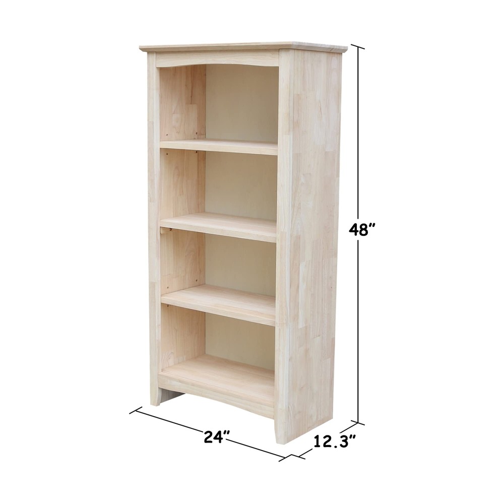IC International ncepts Shaker Bookcase, 48-Inch Height, Durable Solid Wood