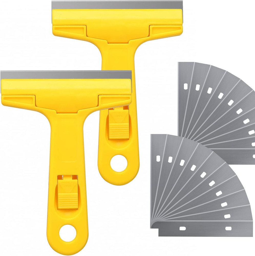 2pack Razor Blade Scraper, Industry Glass Window Scraper, Heavy Duty Cleaning...