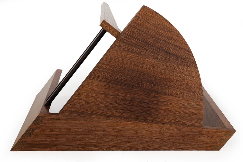 Circa 1987 Post-Modern Ebony Hardwood Accent Table w/ Dovetailed Corners