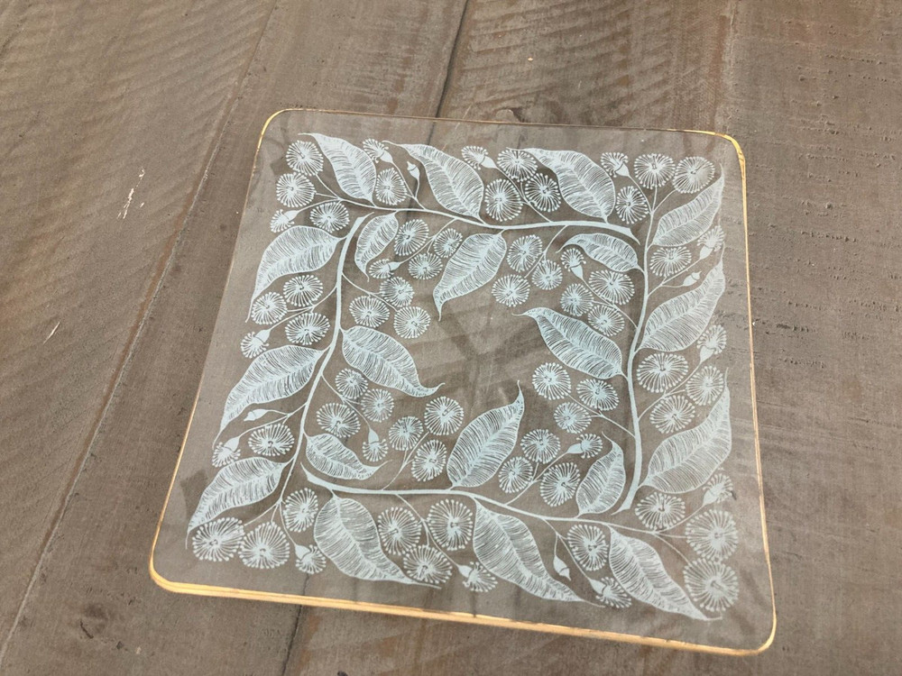 3 Vintage Hand Painted Glass Dishes